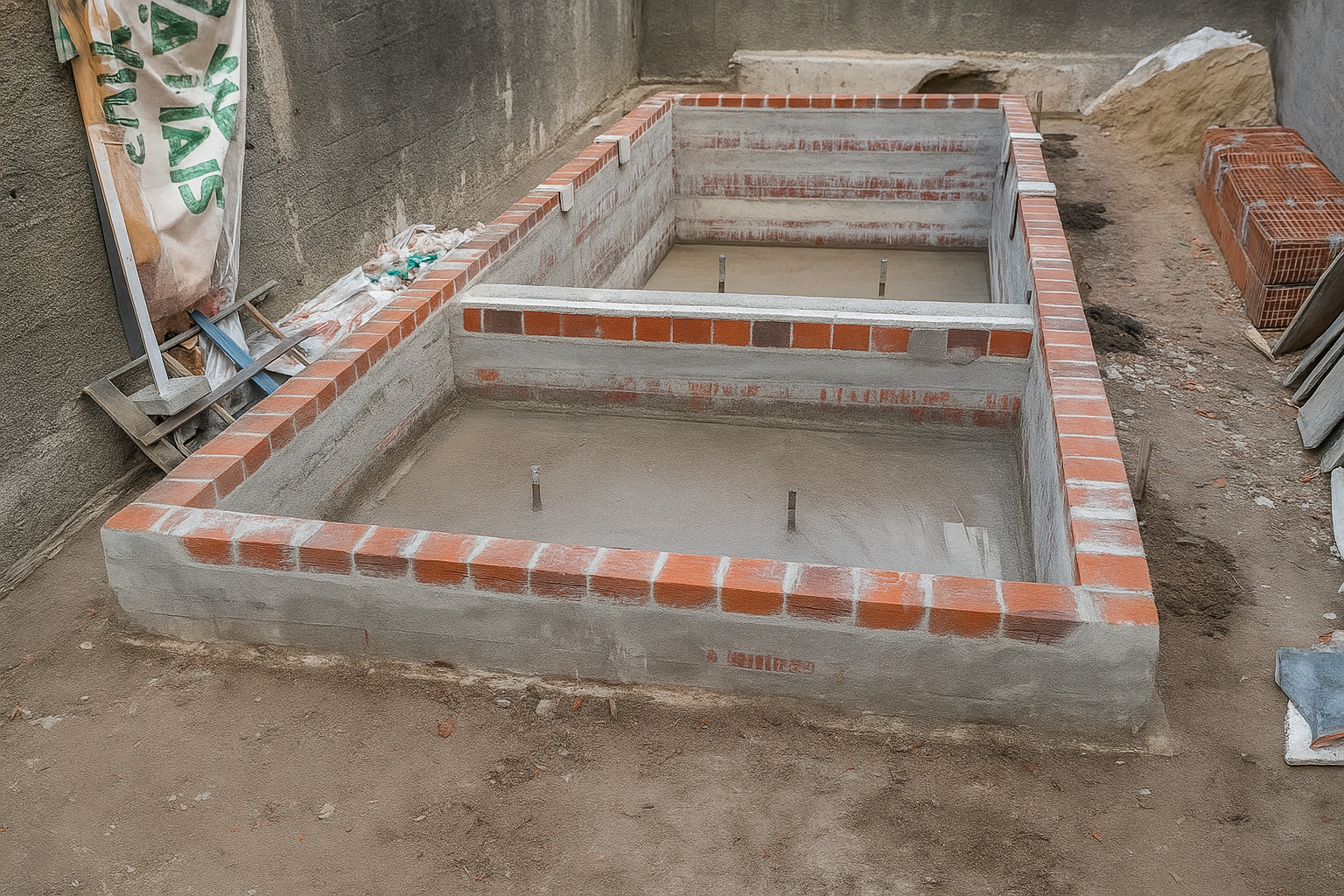 Imagem de uma piscina feita em alvenaria
